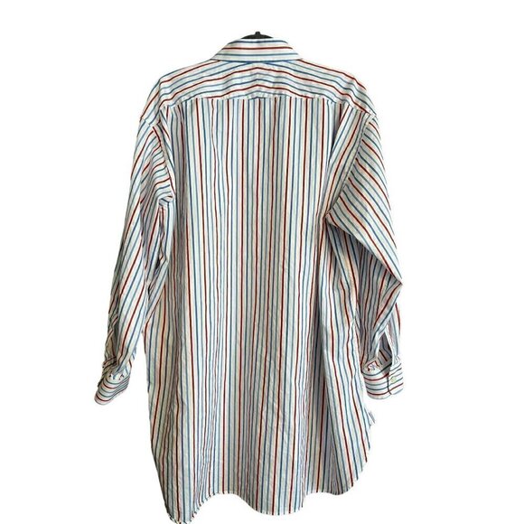 Men's Joseph Turner Long Sleeve Red, White, Blue Striped Button Up Shirt, 19, 37 - Picture 4 of 4